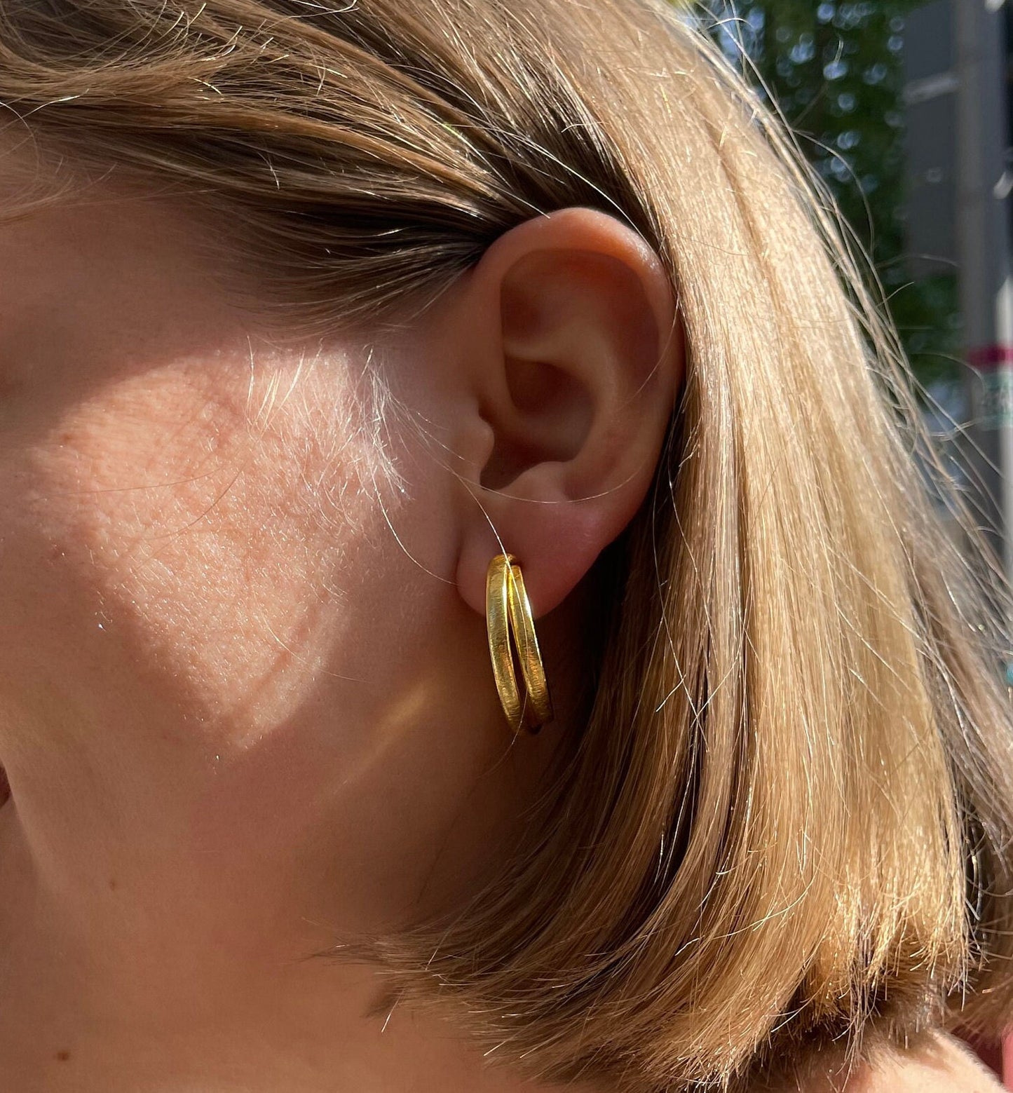 Double Band Hoop Earrings – detail close-up | Raavi Jewelry