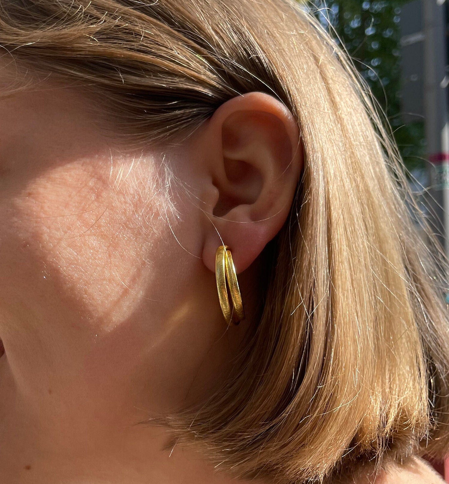 Double Band Hoop Earrings – detail close-up | Raavi Jewelry