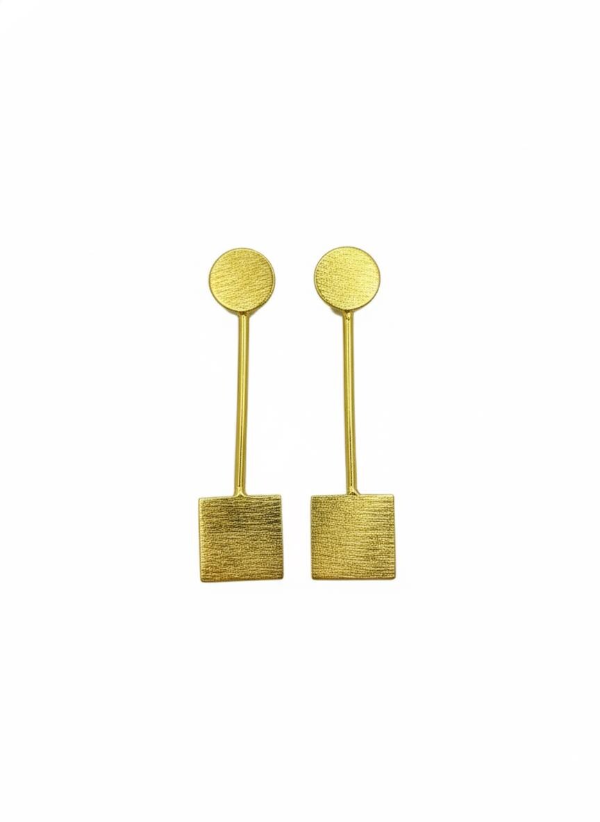 Geometric Drop Earrings – handmade gold-plated brass earrings, nickel-free | Raavi Jewelry