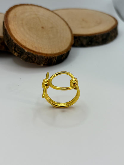 Geometric adjustable Ring – worn on model | Raavi Jewelry