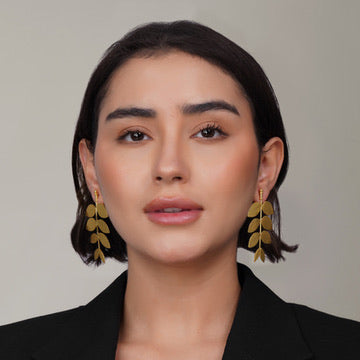 Laurel Leaf Drop Earrings – view 5 | Raavi Jewelry