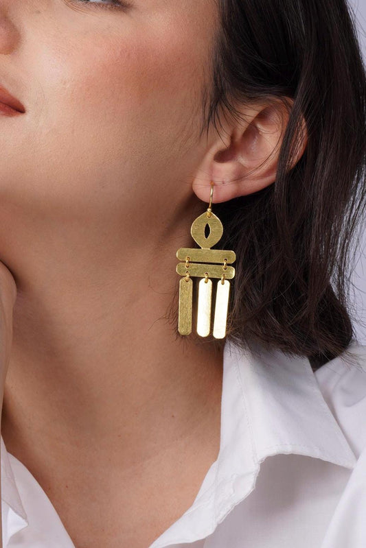 "Lumière Cascade" Earrings – handmade gold-plated brass earrings, nickel-free | Raavi Jewelry