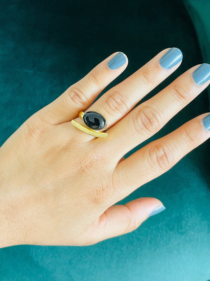 Adjustable Onyx Ring – view 5 | Raavi Jewelry