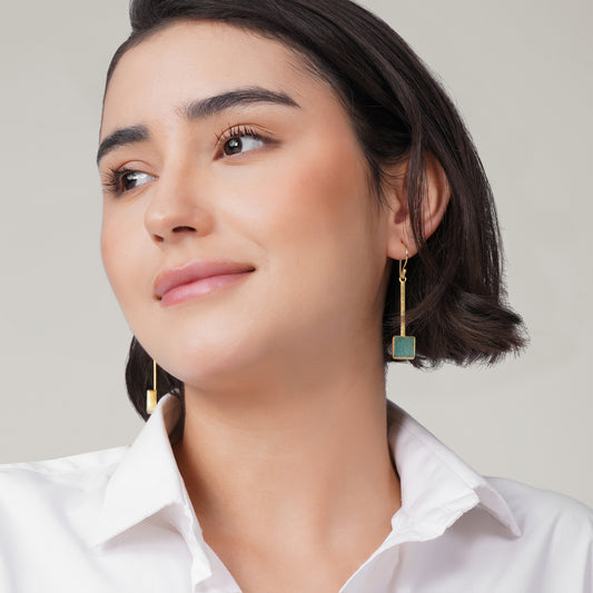 Amazonite Stone Dangle Earrings: Modern Statement Jewelry