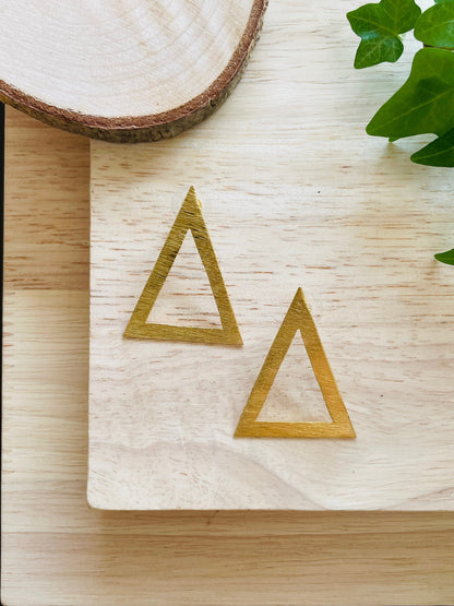 Gold Triangle Earrings – side view | Raavi Jewelry
