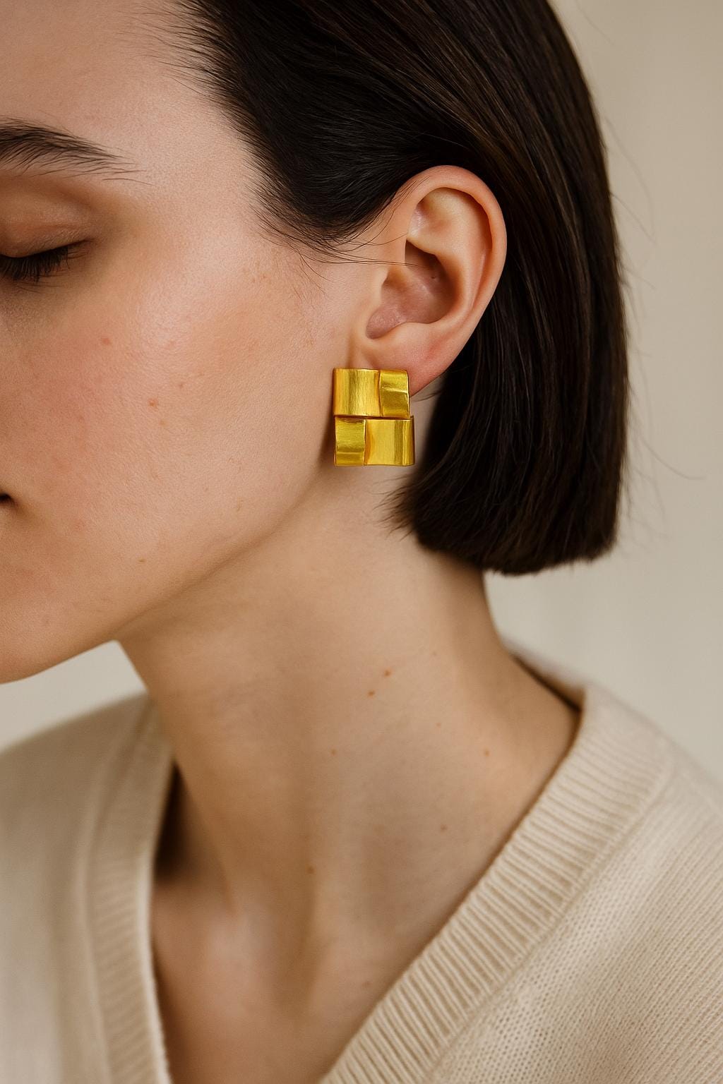 Geometric Earrings – handmade gold-plated brass earrings, nickel-free | Raavi Jewelry