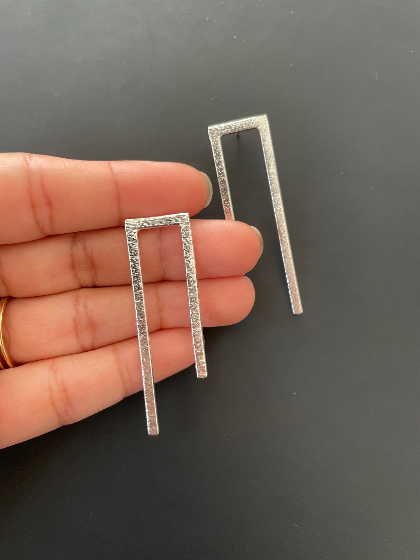Long Geometric Drop Earrings – view 6 | Raavi Jewelry