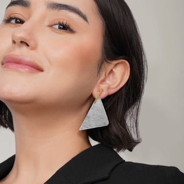 2-in-1 Triangle Earrings – side view | Raavi Jewelry