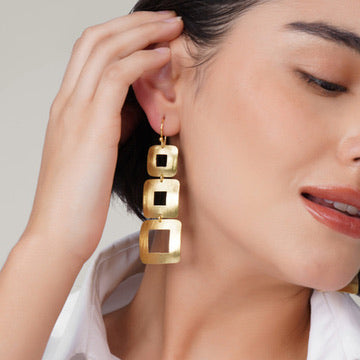Tiered Square Earrings – detail close-up | Raavi Jewelry