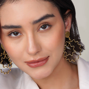 Wavy Hoop Earrings – side view | Raavi Jewelry