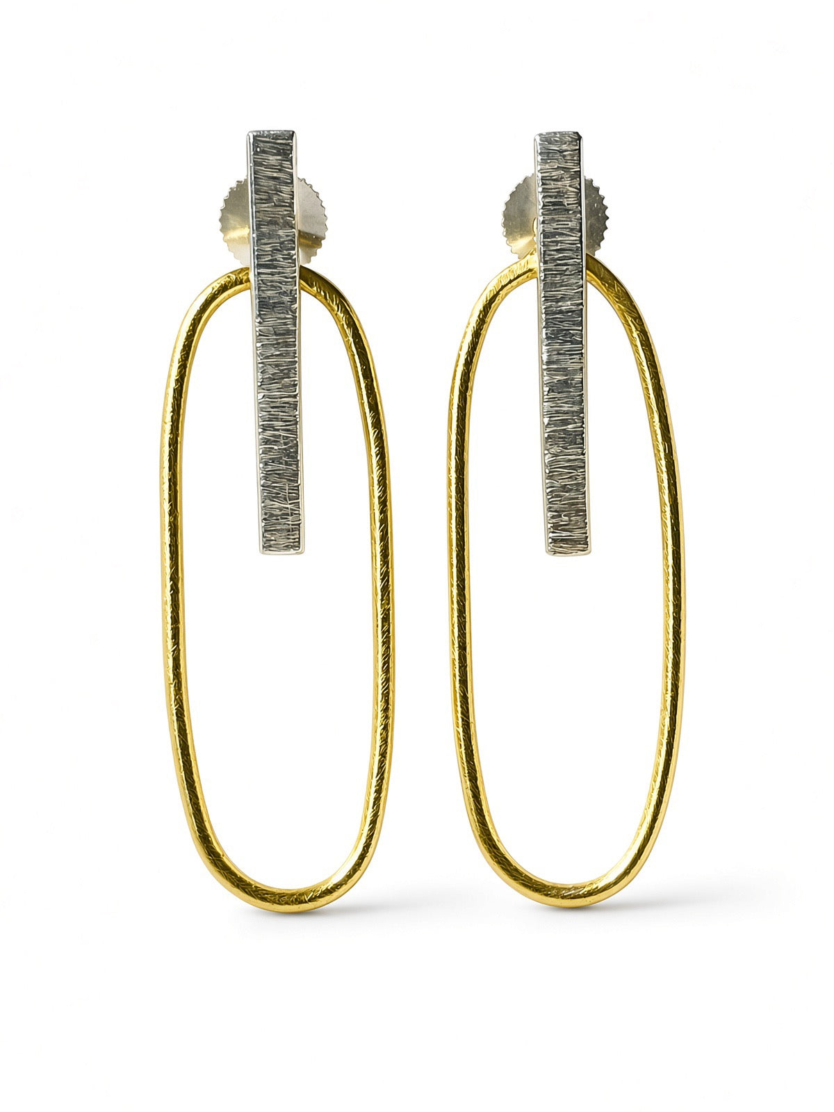 Ovale Ohrstecker aus Silber und Gold – Modulare Messingstecker