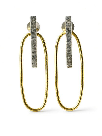Ovale Ohrstecker aus Silber und Gold – Modulare Messingstecker