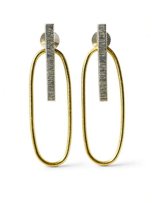 Ovale Ohrstecker aus Silber und Gold – Modulare Messingstecker