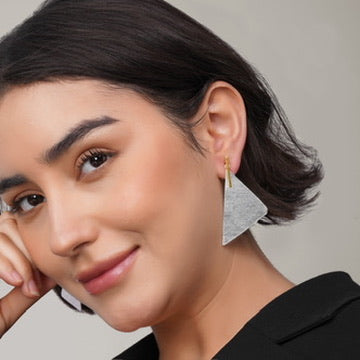 2-in-1 Triangle Earrings – handmade gold-plated brass earrings, nickel-free | Raavi Jewelry
