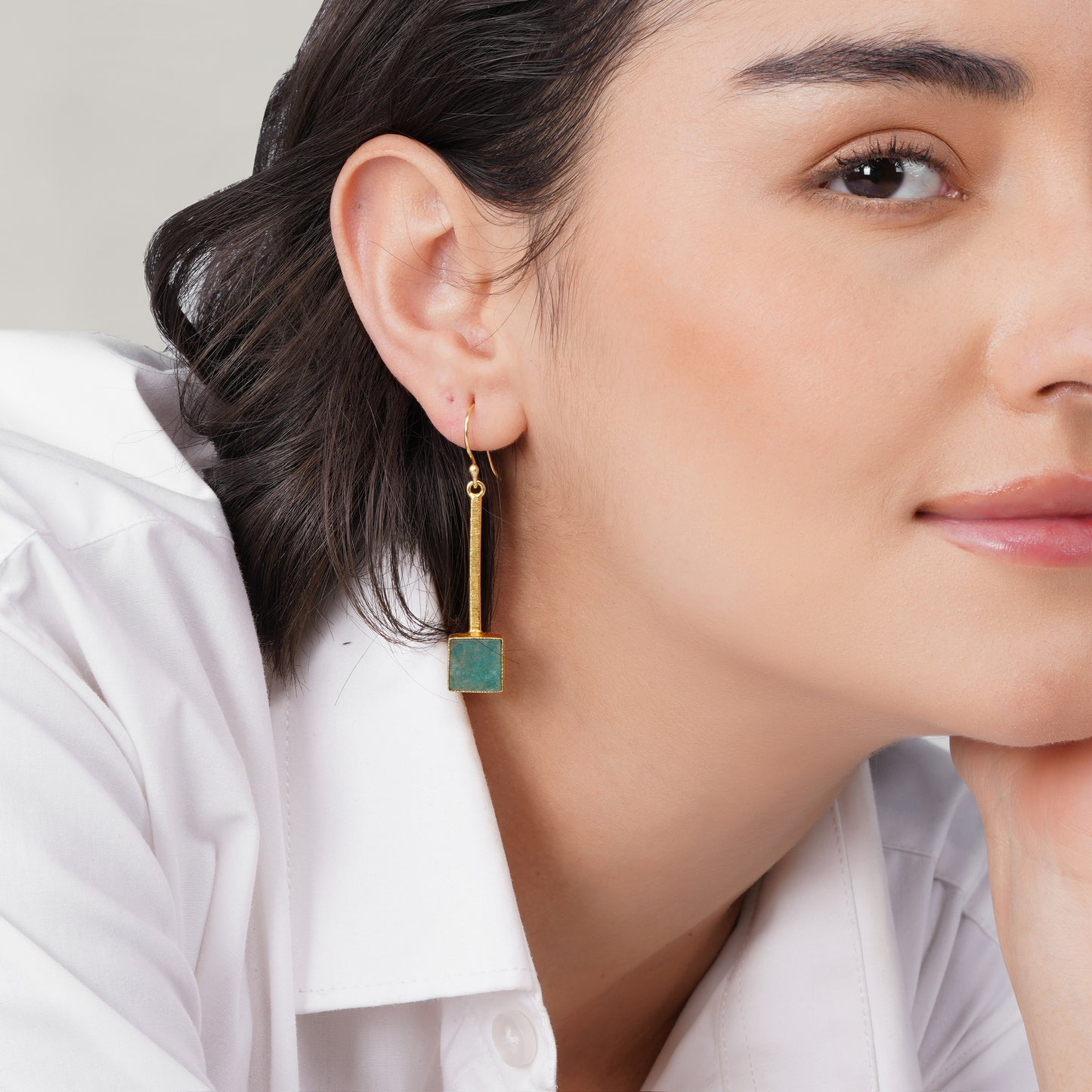 Amazonite Stone Dangle Earrings: Modern Statement Jewelry