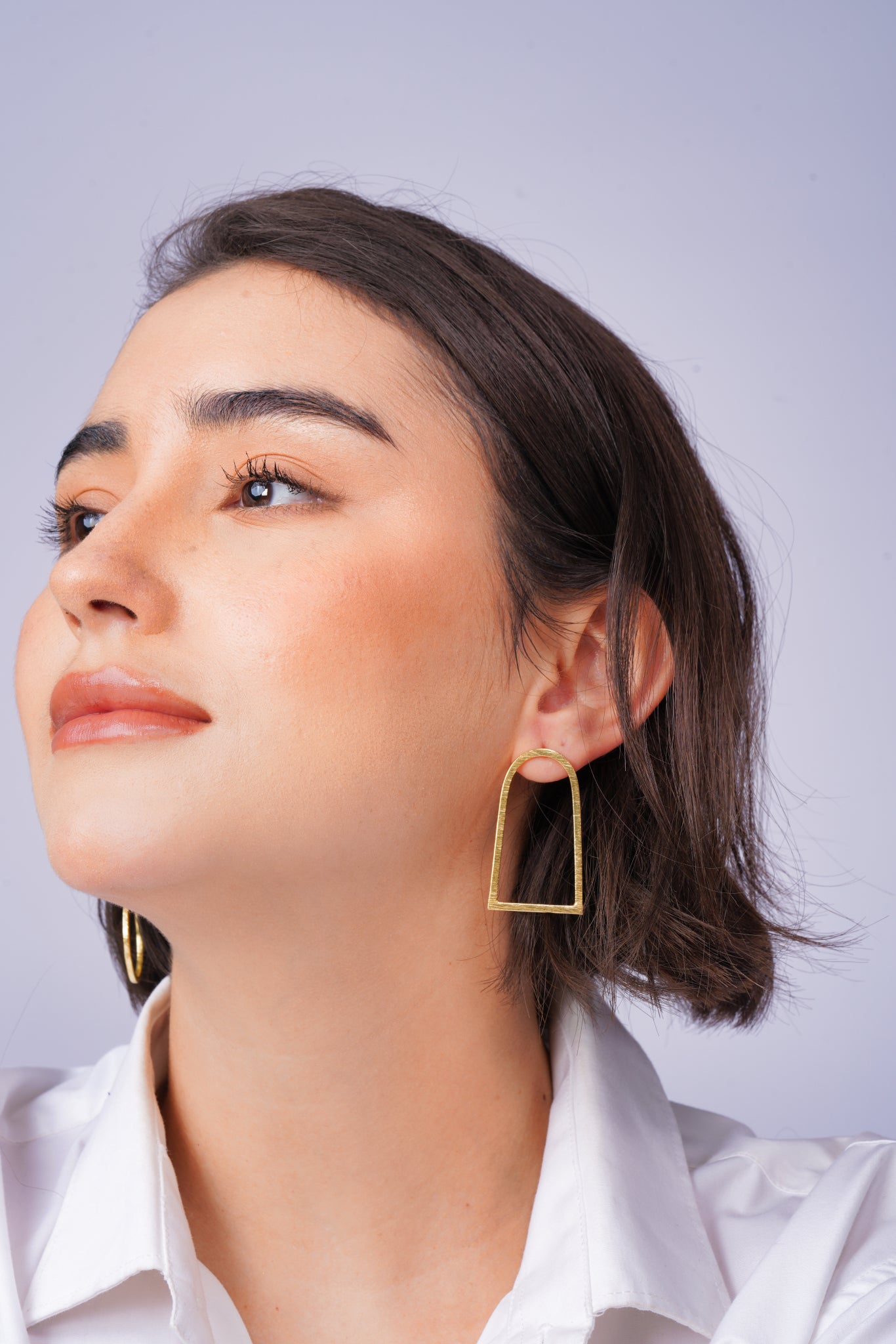 Asymmetric Drop Earrings – worn on model | Raavi Jewelry