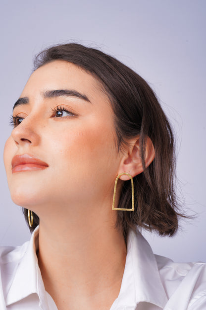 Asymmetric Drop Earrings – worn on model | Raavi Jewelry