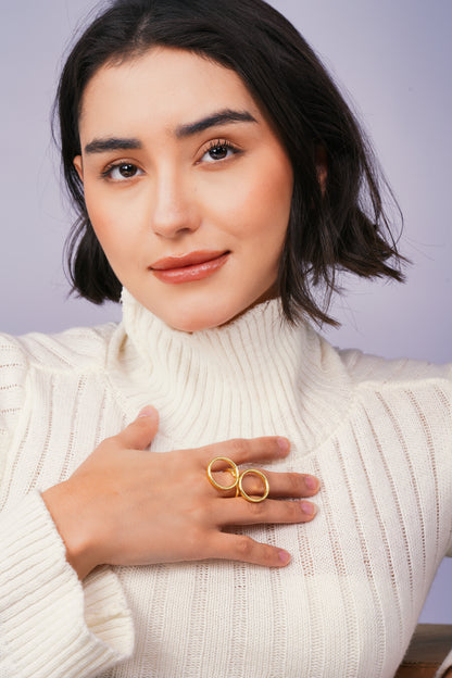 Double Finger Ring – worn on model | Raavi Jewelry