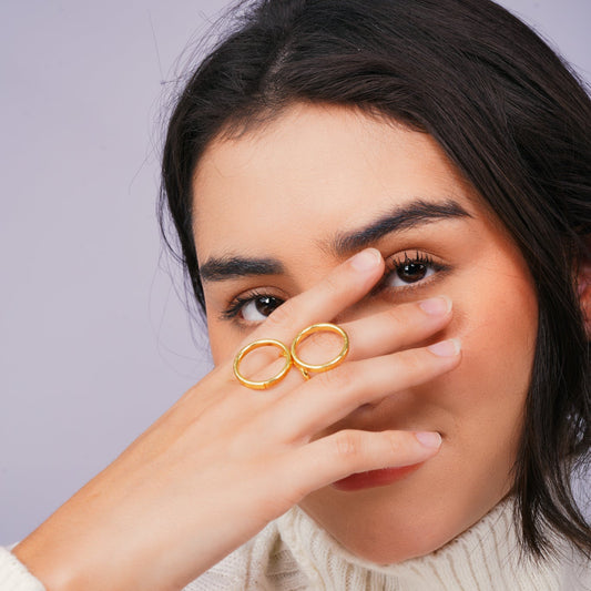 Double Finger Ring – handmade gold-plated brass ring, nickel-free | Raavi Jewelry
