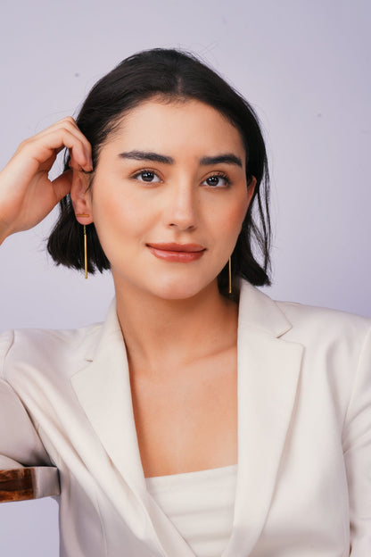 Double Bar Dangle Earrings – detail close-up | Raavi Jewelry