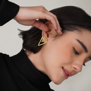 Triangle Stud Earrings – view 7 | Raavi Jewelry
