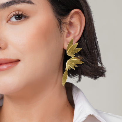 Gilded Laurel Wing Earrings – detail close-up | Raavi Jewelry