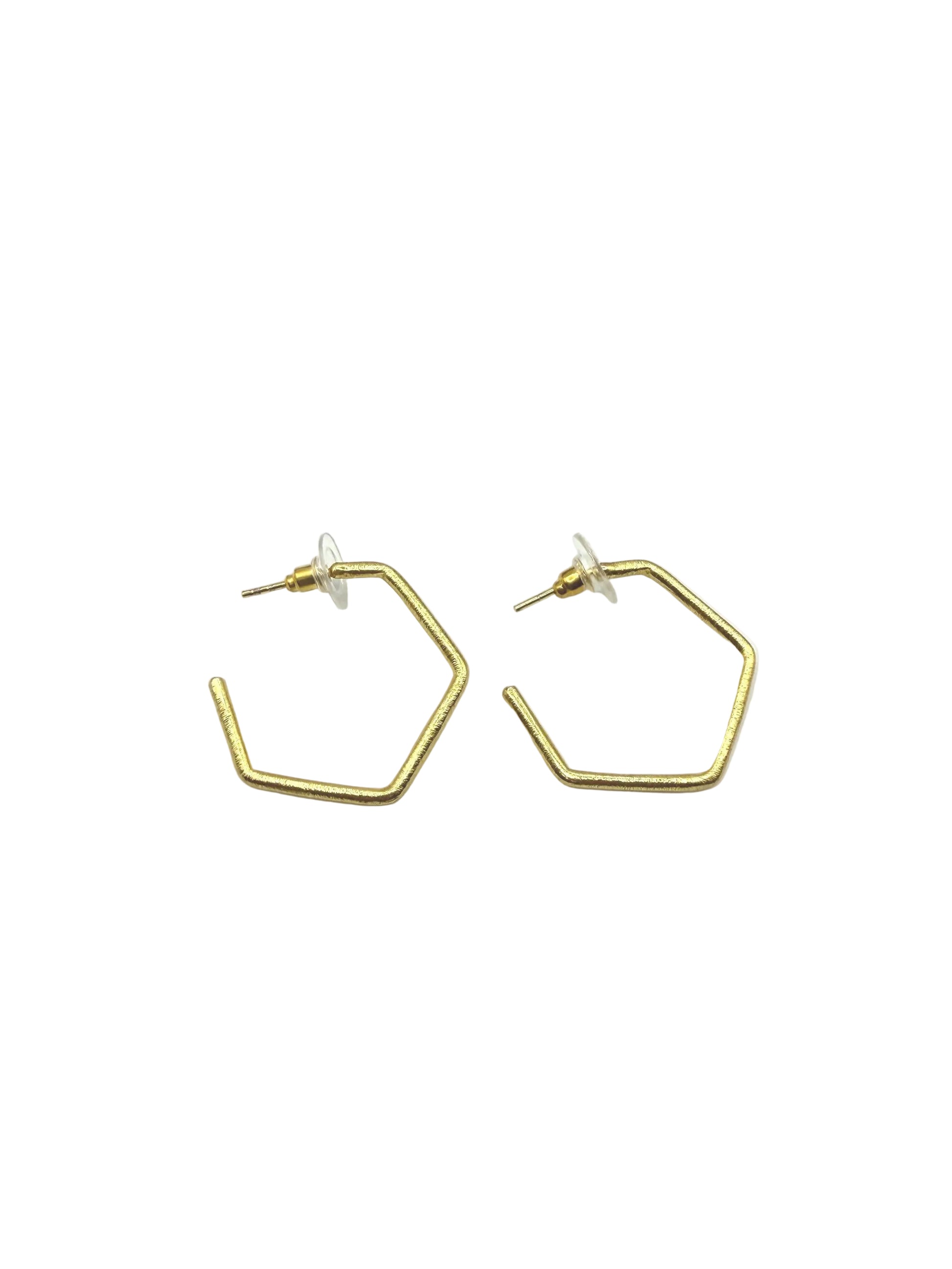 Gold hexagonal hoop earrings
