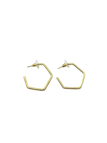 Gold hexagonal hoop earrings