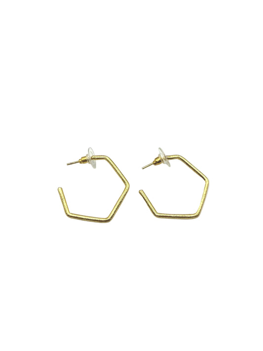 Gold hexagonal hoop earrings