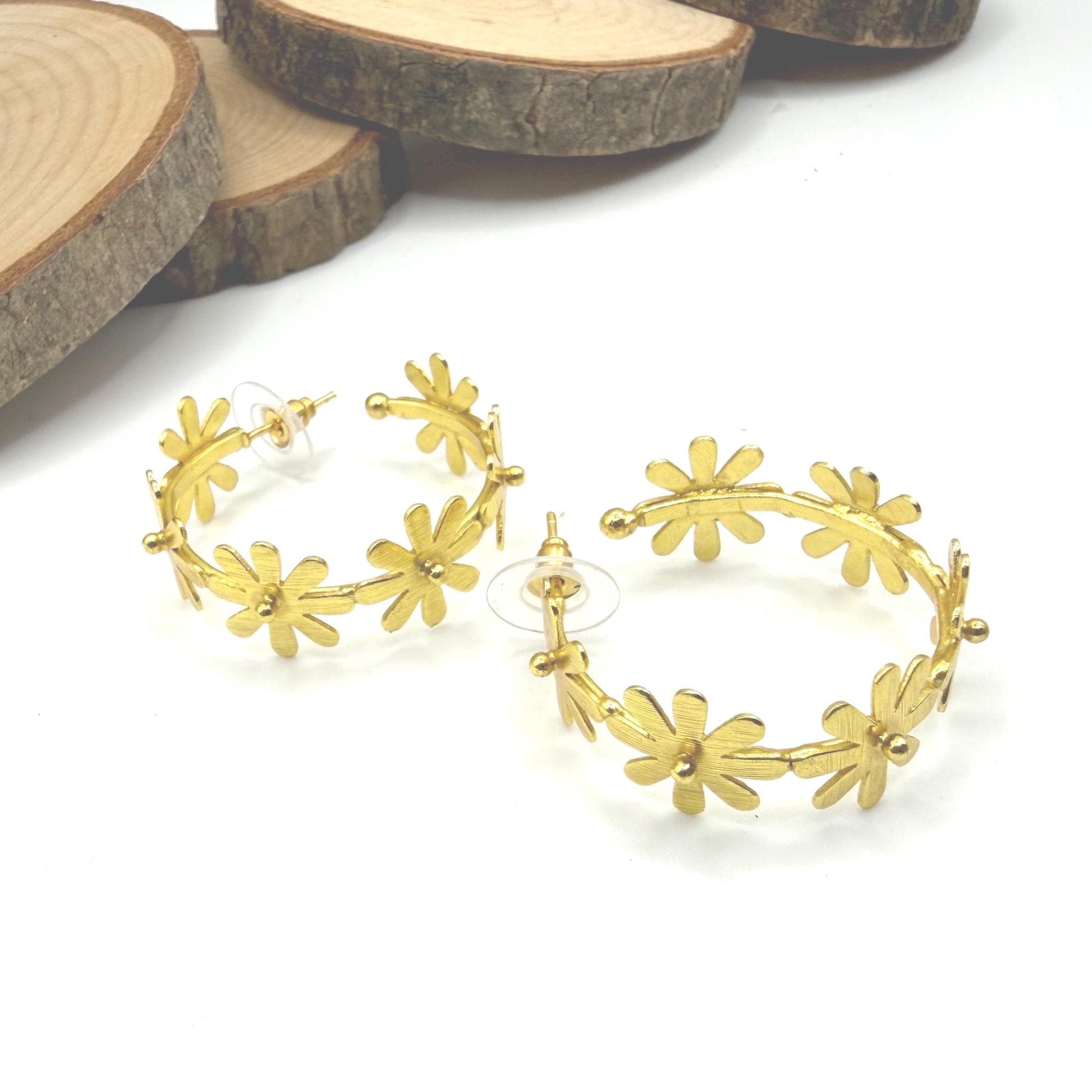 Flower Hoop Earrings – view 6 | Raavi Jewelry