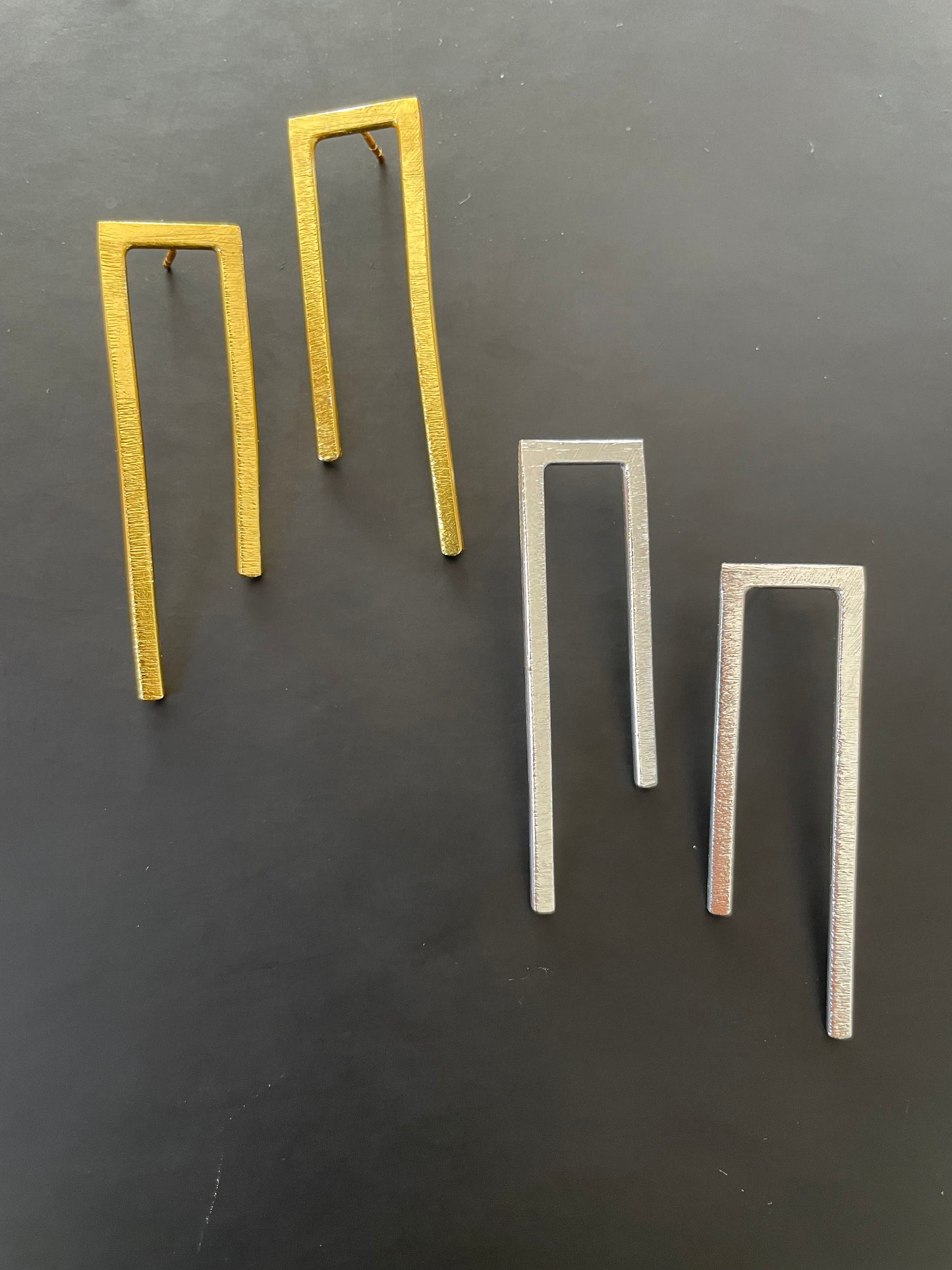 Long Geometric Drop Earrings – view 5 | Raavi Jewelry