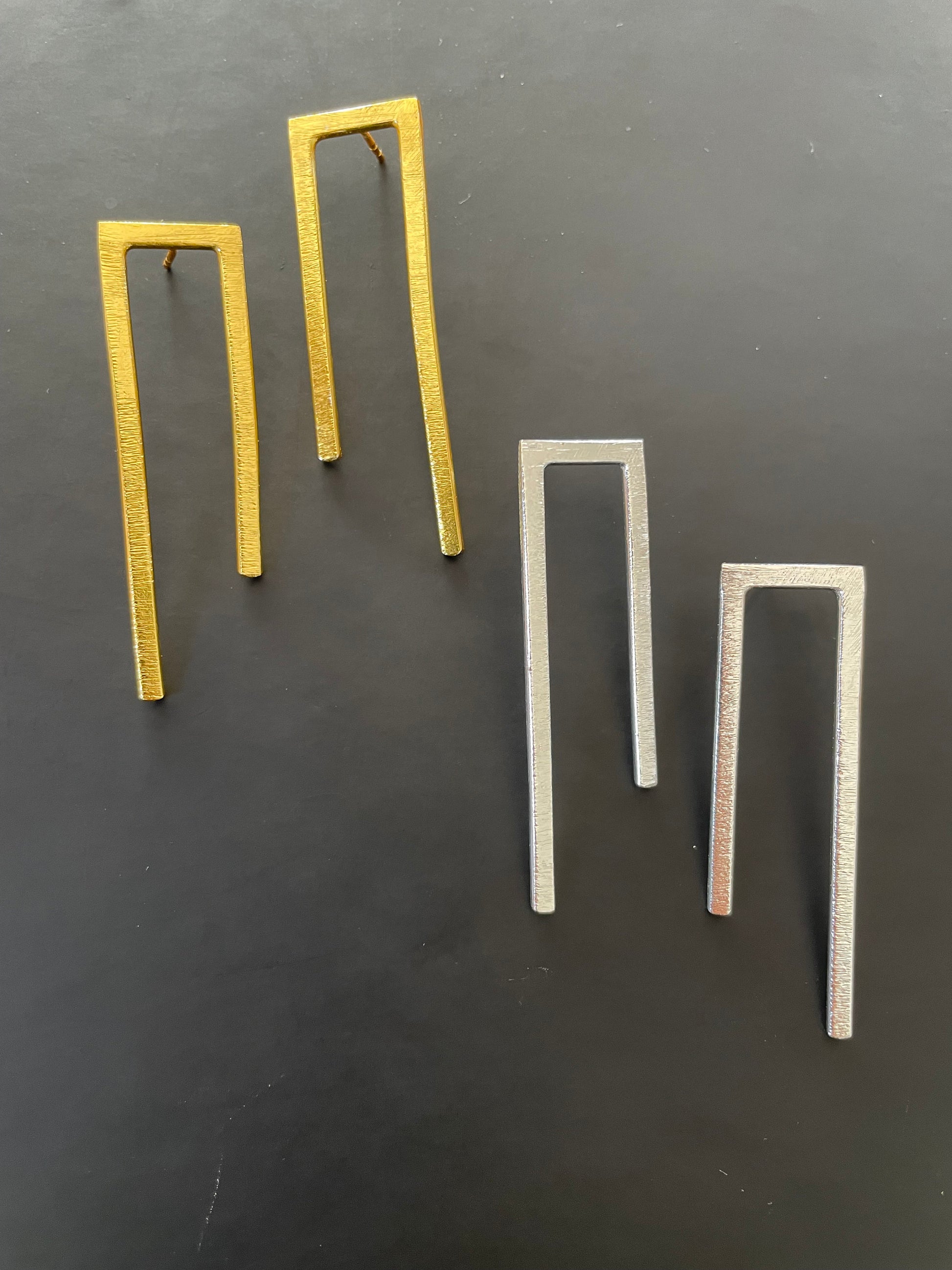 Long Geometric Drop Earrings – view 5 | Raavi Jewelry