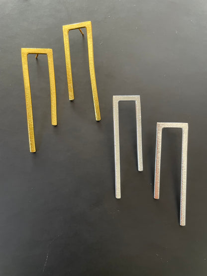 Long Geometric Drop Earrings – view 5 | Raavi Jewelry