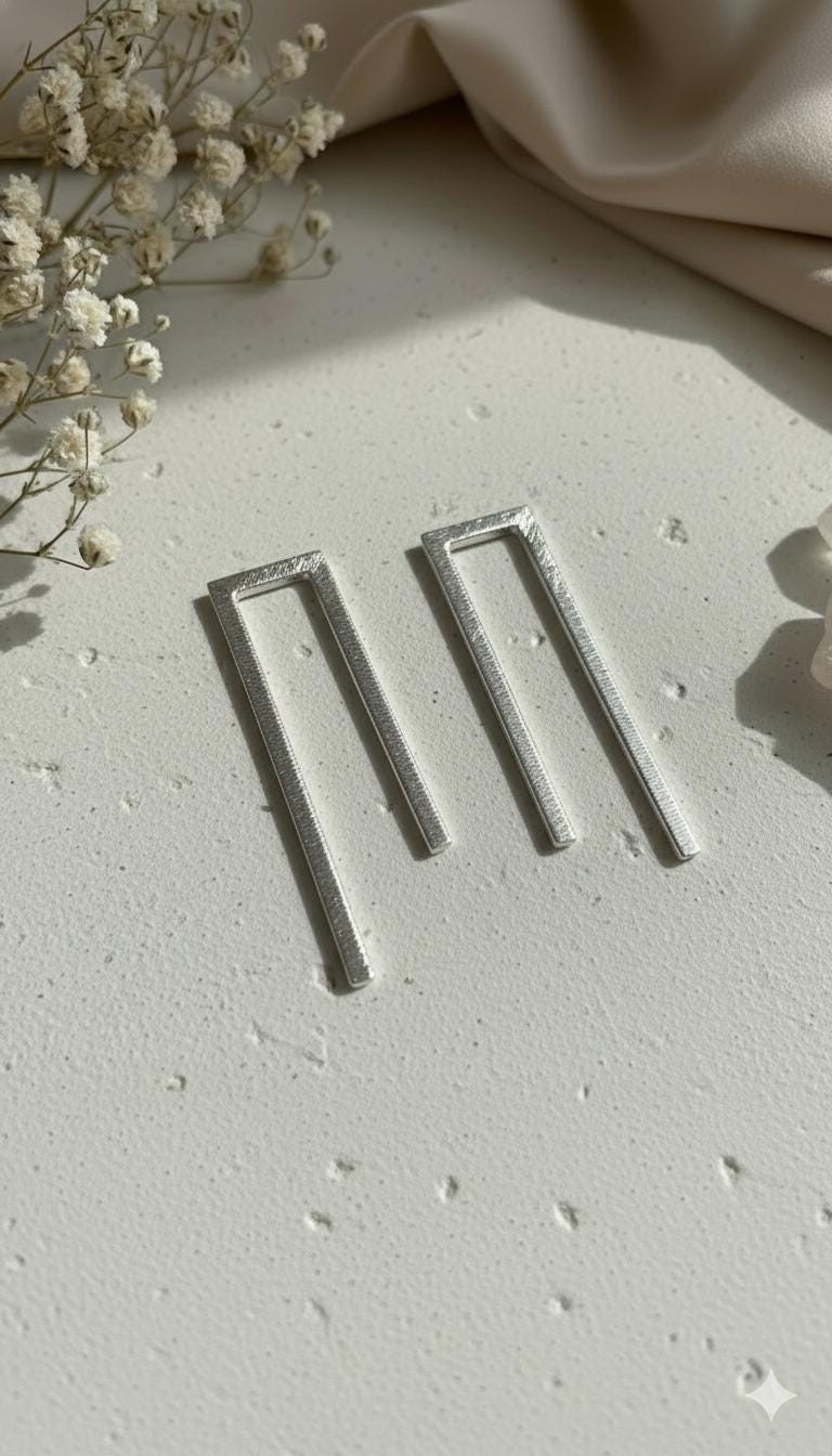 Long Geometric Drop Earrings – detail close-up | Raavi Jewelry