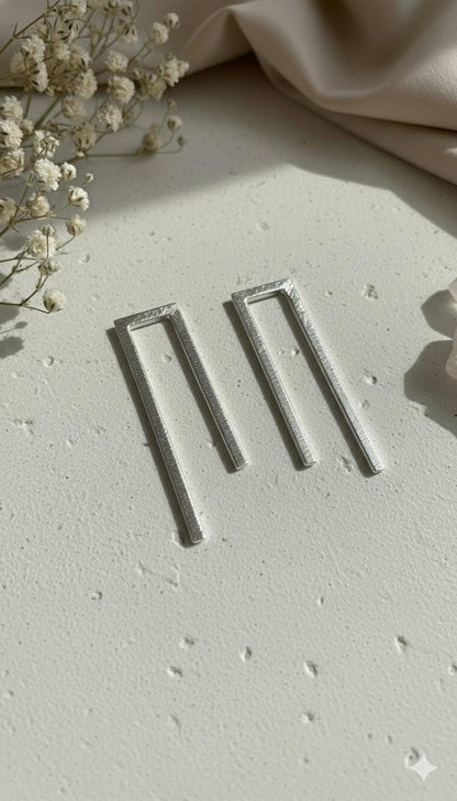 Long Geometric Drop Earrings – detail close-up | Raavi Jewelry