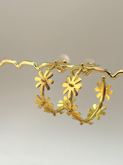 Flower Hoop Earrings – detail close-up | Raavi Jewelry