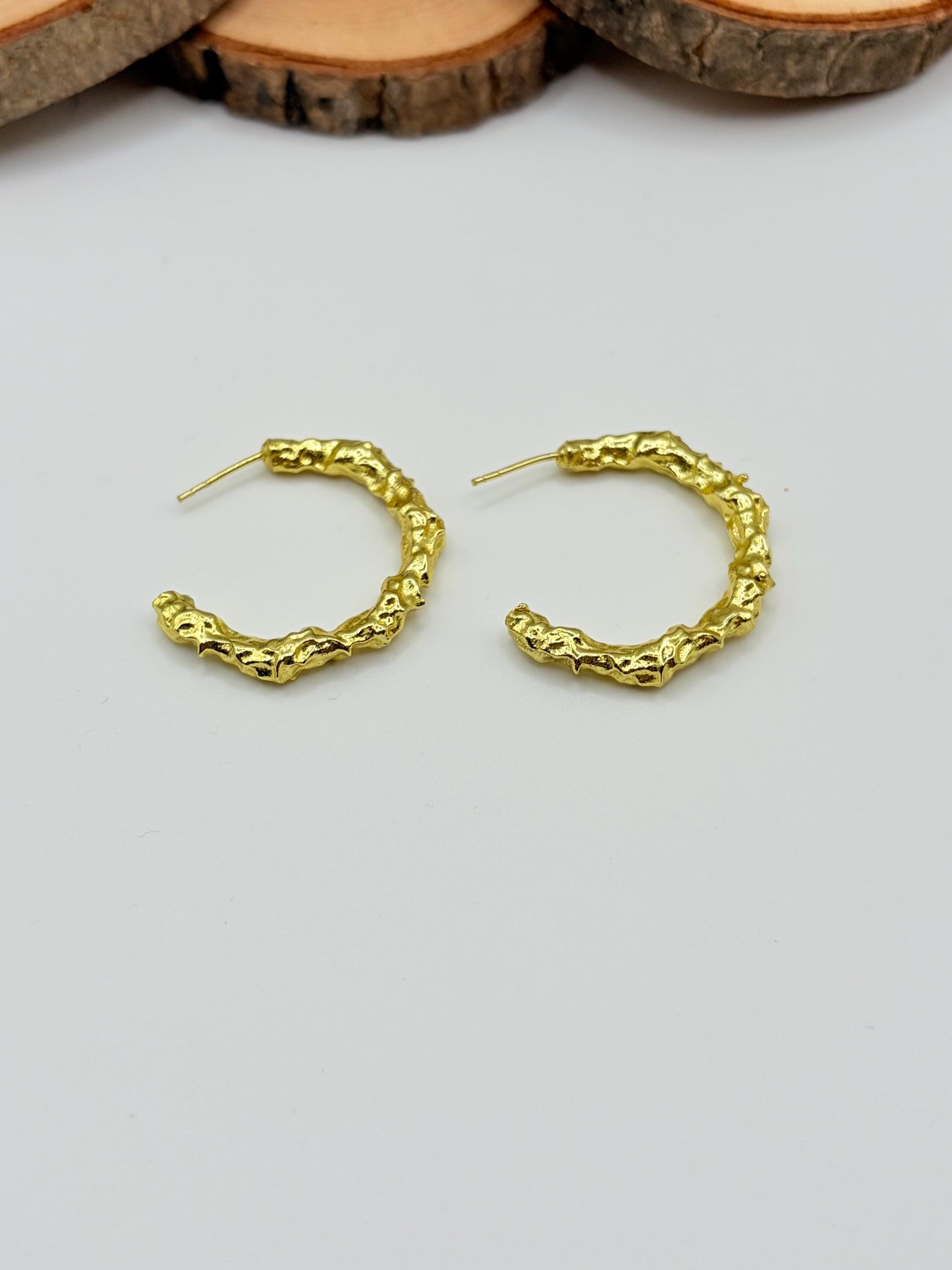 Hammered Hoop Earrings – view 5 | Raavi Jewelry