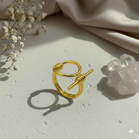 Geometric adjustable Ring – side view | Raavi Jewelry