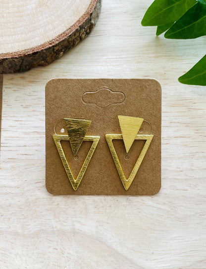 Triangle Stud Earrings – detail close-up | Raavi Jewelry