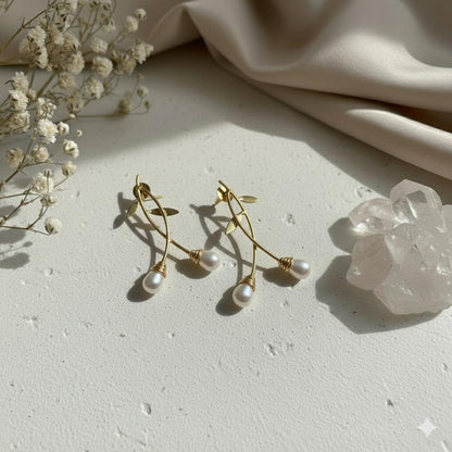 Pearl Earrings – side view | Raavi Jewelry
