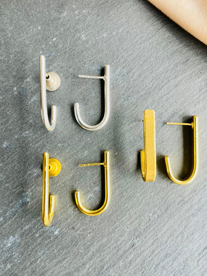 J-Shaped Brass Earrings – view 6 | Raavi Jewelry