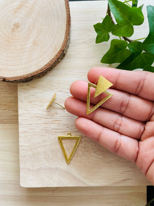Triangle Stud Earrings – side view | Raavi Jewelry